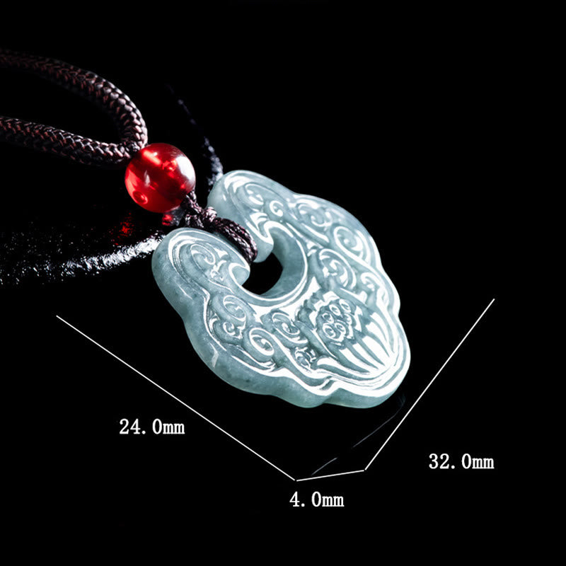 Fortune Jewel Lotus Carved Jade Ruyi Abundance Prosperity Abundance Necklace Pendant Fortune Jewel