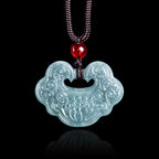 Fortune Jewel Lotus Carved Jade Ruyi Abundance Prosperity Abundance Necklace Pendant Fortune Jewel