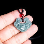 Fortune Jewel Lotus Carved Jade Ruyi Abundance Prosperity Abundance Necklace Pendant Fortune Jewel