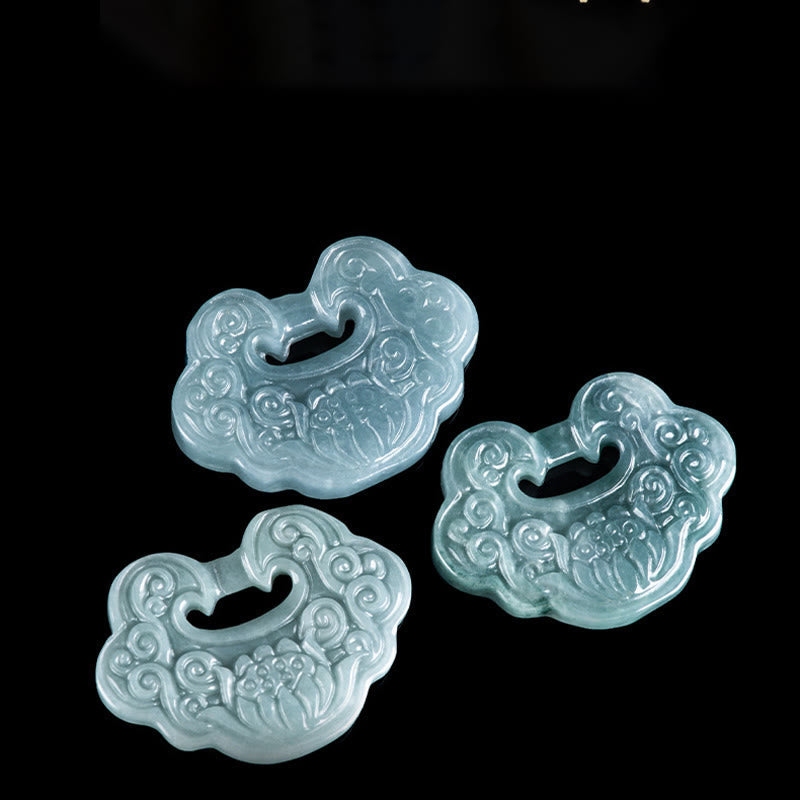 Fortune Jewel Lotus Carved Jade Ruyi Abundance Prosperity Abundance Necklace Pendant Fortune Jewel