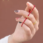 Fortune Jewel 999 Gold Small Peace Buckle Red String Protection Luck Braided Bracelet Anklet