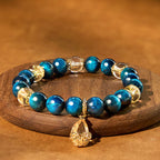 Fortune Jewel Blue Tiger Eye White Crystal Water Drop Strength Bracelet