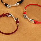 Fortune Jewel 999 Sterling Silver Ruyi Stick String Protection Braided Bracelet