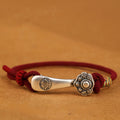 Fortune Jewel 999 Sterling Silver Ruyi Stick String Protection Braided Bracelet
