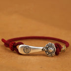 Fortune Jewel 999 Sterling Silver Ruyi Stick String Protection Braided Bracelet