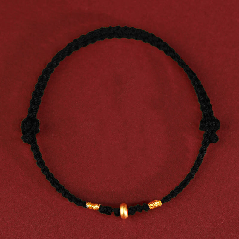 Fortune Jewel 999 Gold Small Lucky Beads String Protection Luck Braided Bracelet Anklet