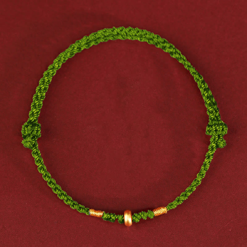 Fortune Jewel 999 Gold Small Lucky Beads String Protection Luck Braided Bracelet Anklet