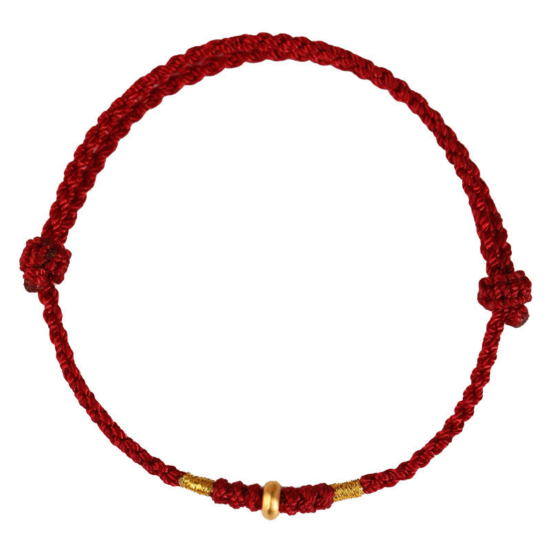 Fortune Jewel 999 Gold Small Lucky Beads String Protection Luck Braided Bracelet Anklet