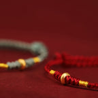 Fortune Jewel 999 Gold Small Lucky Beads String Protection Luck Braided Bracelet Anklet
