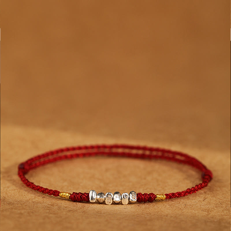 Fortune Jewel 925 Sterling Silver String Protection Luck Ultra-Thin Braided Bracelet Anklet