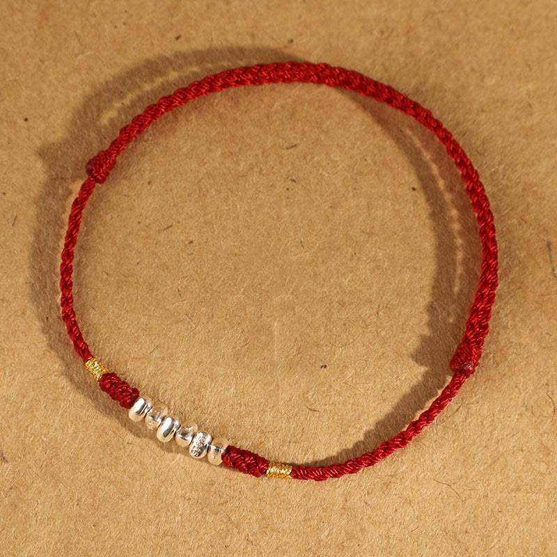 Fortune Jewel 925 Sterling Silver String Protection Luck Ultra-Thin Braided Bracelet Anklet