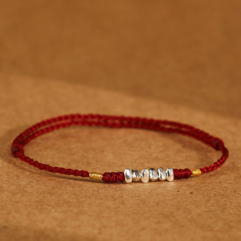 Fortune Jewel 925 Sterling Silver String Protection Luck Ultra-Thin Braided Bracelet Anklet
