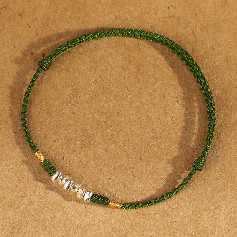 Fortune Jewel 925 Sterling Silver String Protection Luck Ultra-Thin Braided Bracelet Anklet