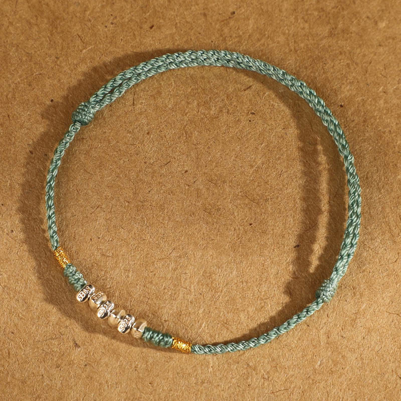 Fortune Jewel 925 Sterling Silver String Protection Luck Ultra-Thin Braided Bracelet Anklet