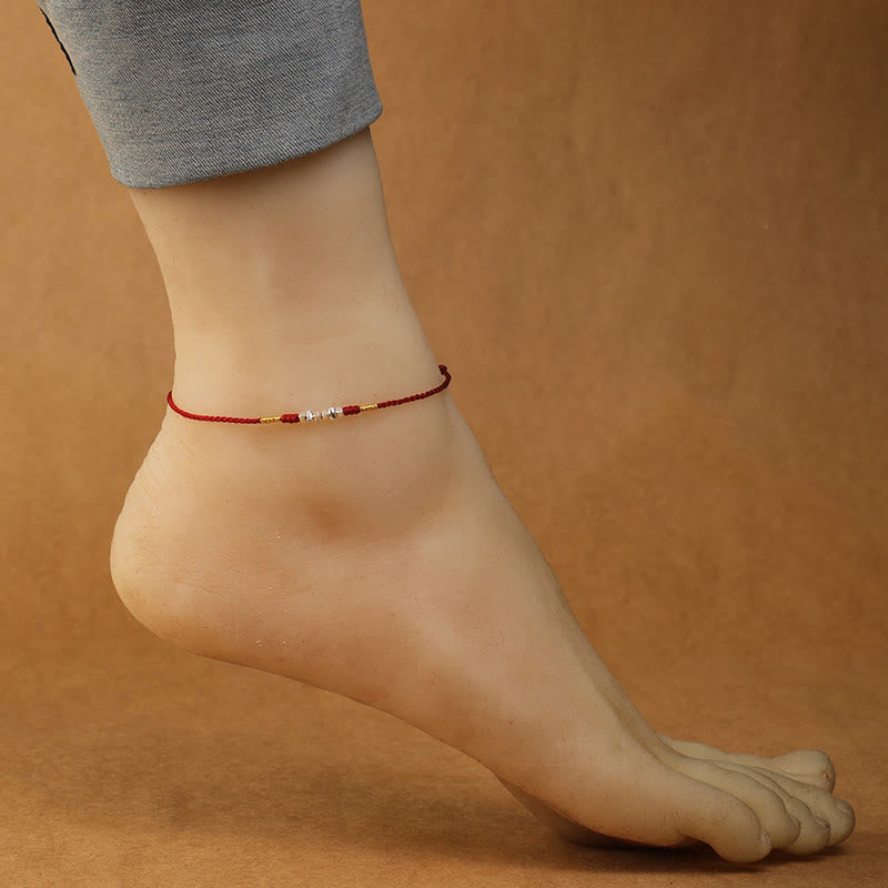 Fortune Jewel 925 Sterling Silver String Protection Luck Ultra-Thin Braided Bracelet Anklet