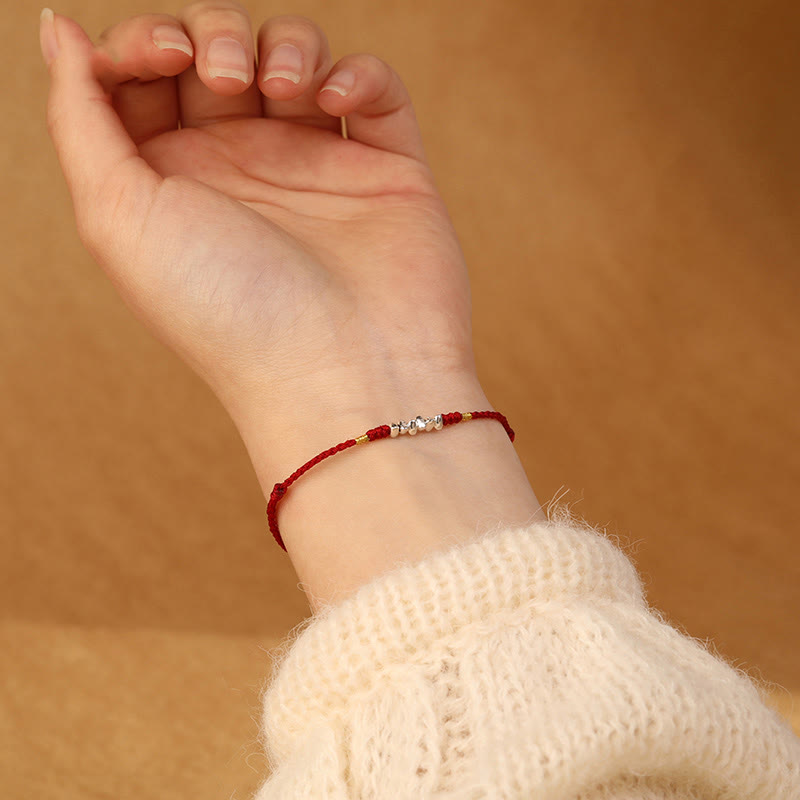 Fortune Jewel 925 Sterling Silver String Protection Luck Ultra-Thin Braided Bracelet Anklet