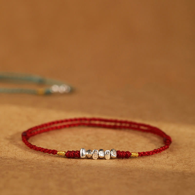 Fortune Jewel 925 Sterling Silver String Protection Luck Ultra-Thin Braided Bracelet Anklet