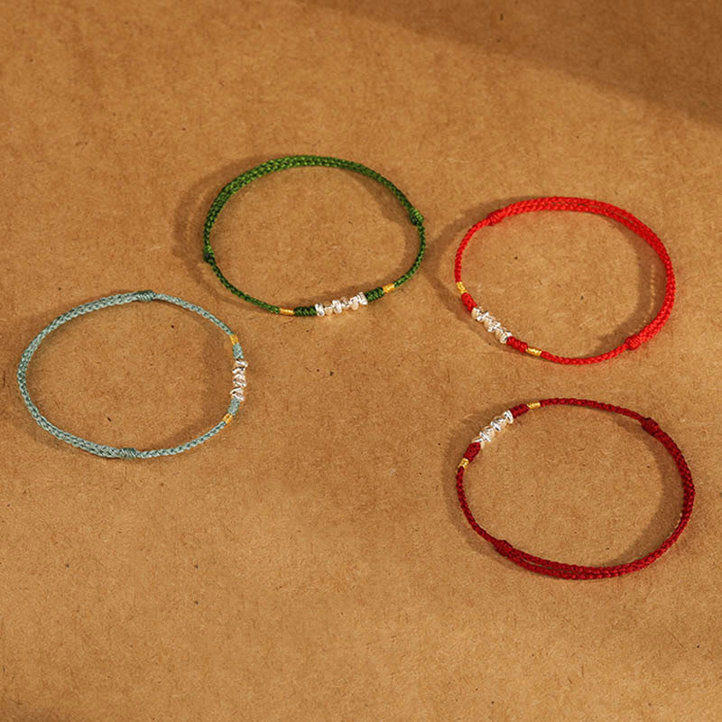 Fortune Jewel 925 Sterling Silver String Protection Luck Ultra-Thin Braided Bracelet Anklet