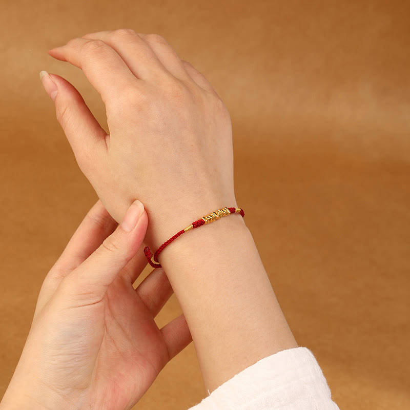 Fortune Jewel 999 Gold Small Pieces String Protection Luck Ultra-Thin Braided Bracelet