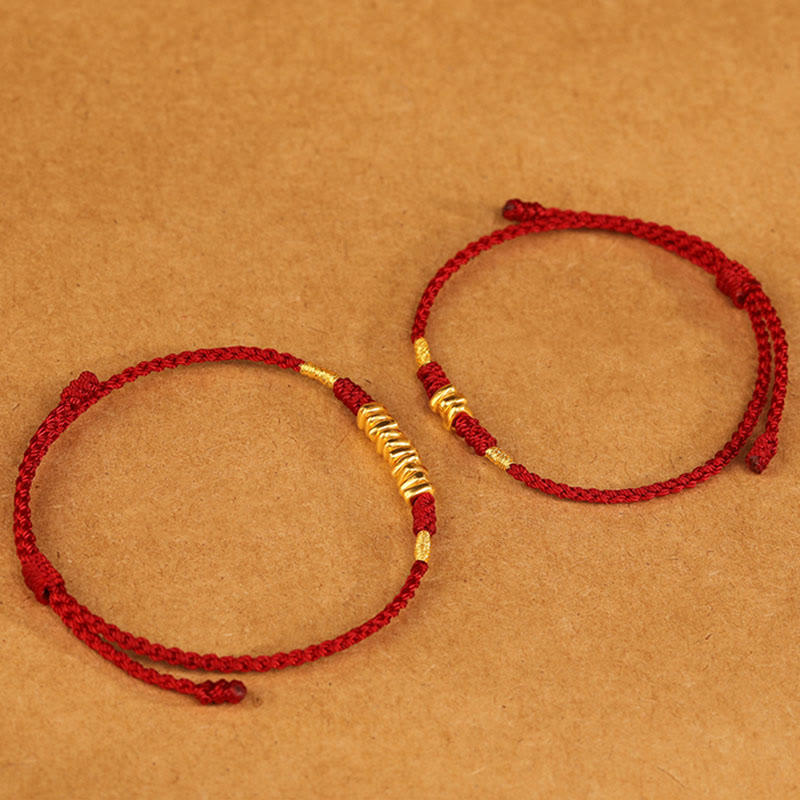 Fortune Jewel 999 Gold Small Pieces String Protection Luck Ultra-Thin Braided Bracelet