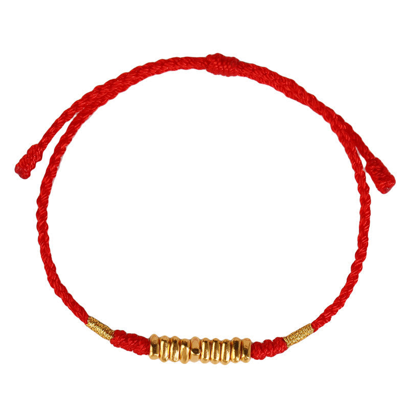 Fortune Jewel 999 Gold Small Pieces String Protection Luck Ultra-Thin Braided Bracelet