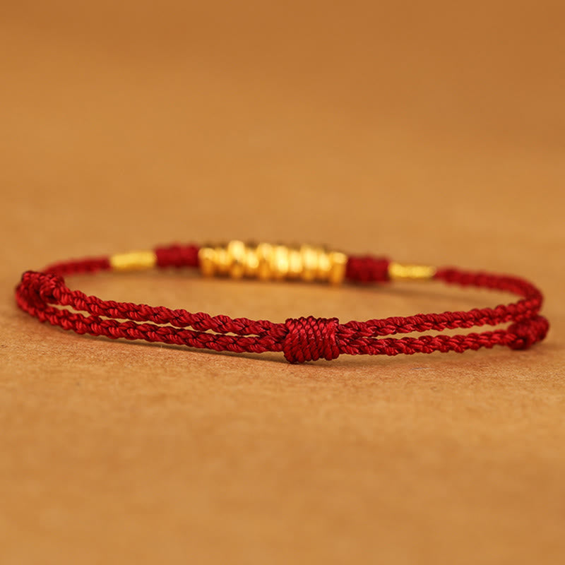 Fortune Jewel 999 Gold Small Pieces String Protection Luck Ultra-Thin Braided Bracelet