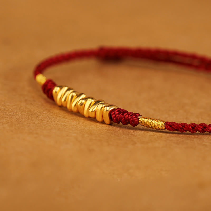 Fortune Jewel 999 Gold Small Pieces String Protection Luck Ultra-Thin Braided Bracelet
