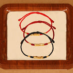 Fortune Jewel 999 Gold Small Pieces String Protection Luck Ultra-Thin Braided Bracelet
