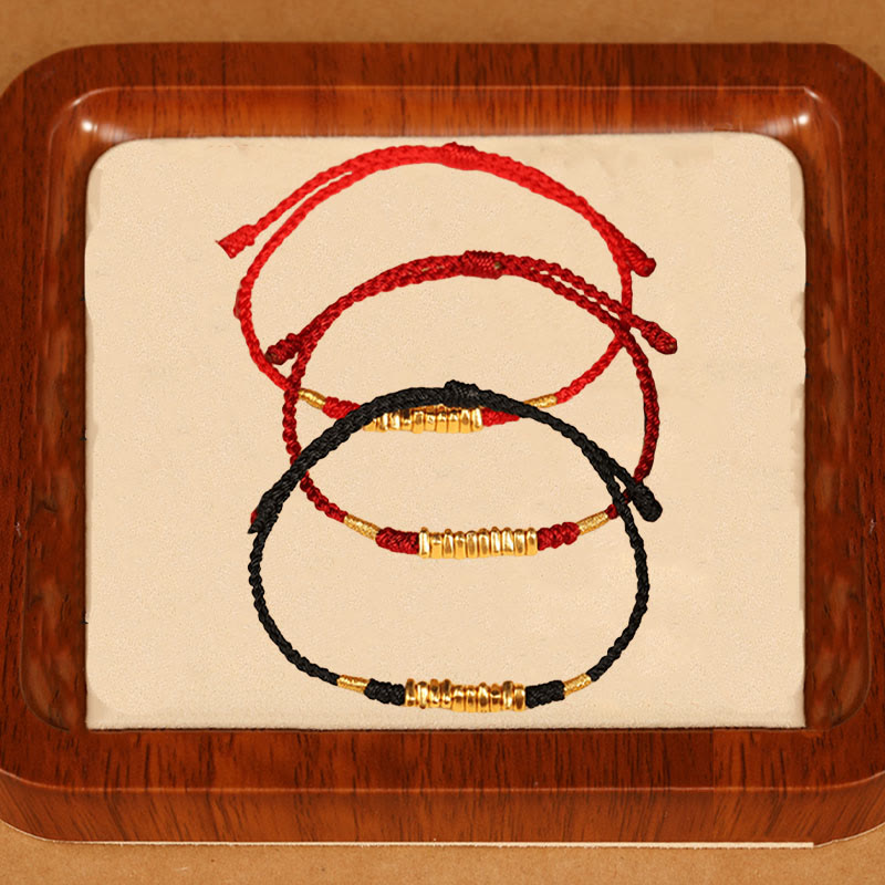 Fortune Jewel 999 Gold Small Pieces String Protection Luck Ultra-Thin Braided Bracelet