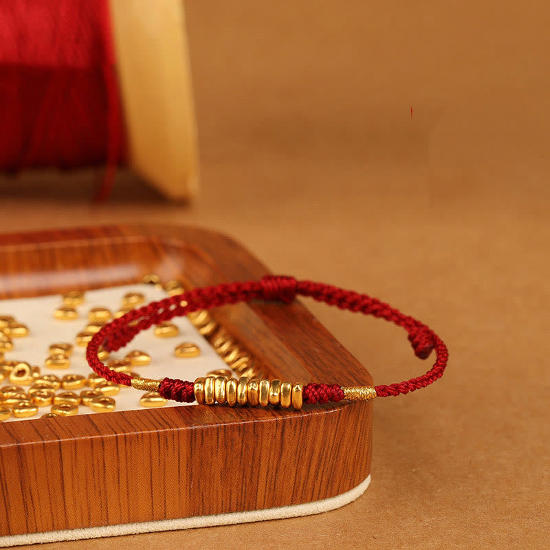 Fortune Jewel 999 Gold Small Pieces String Protection Luck Ultra-Thin Braided Bracelet