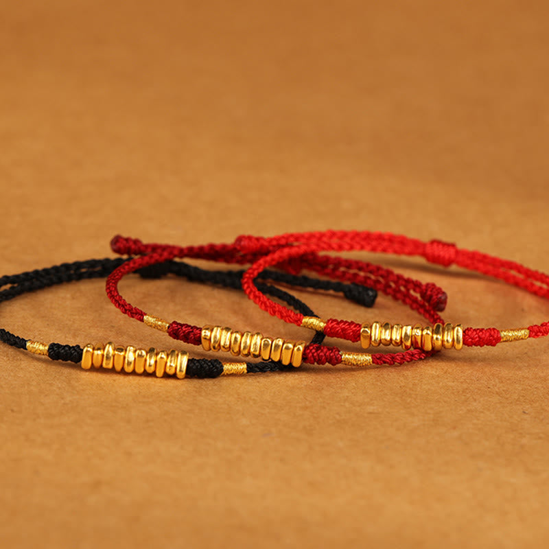Fortune Jewel 999 Gold Small Pieces String Protection Luck Ultra-Thin Braided Bracelet