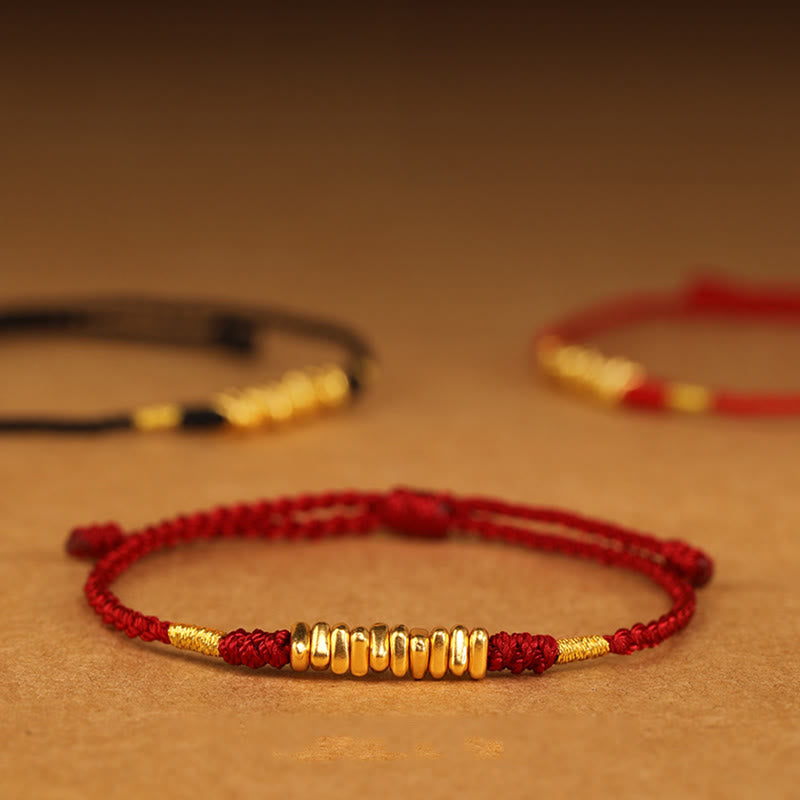 Fortune Jewel 999 Gold Small Pieces String Protection Luck Ultra-Thin Braided Bracelet