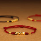Fortune Jewel 999 Gold Small Pieces String Protection Luck Ultra-Thin Braided Bracelet