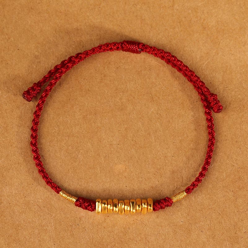 Fortune Jewel 999 Gold Small Pieces String Protection Luck Ultra-Thin Braided Bracelet