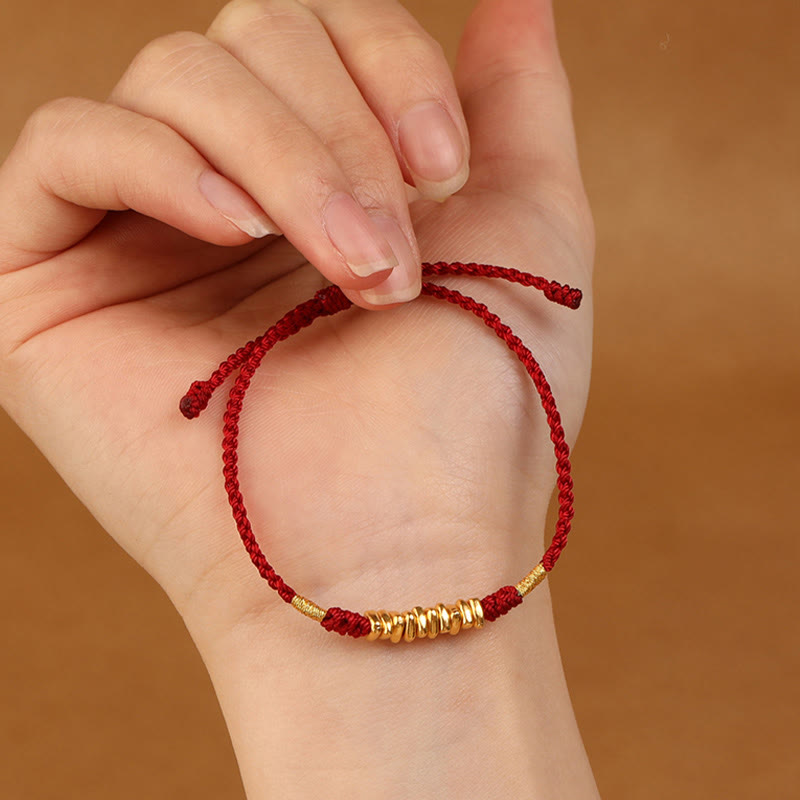 Fortune Jewel 999 Gold Small Pieces String Protection Luck Ultra-Thin Braided Bracelet