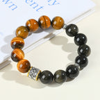 Fortune Jewel Tiger Eye Gold Sheen Obsidian Om Mani Padme Hum Bracelet