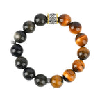 Fortune Jewel Tiger Eye Gold Sheen Obsidian Om Mani Padme Hum Bracelet