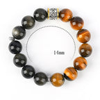 Fortune Jewel Tiger Eye Gold Sheen Obsidian Om Mani Padme Hum Bracelet