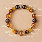 Fortune Jewel Citrine Topaz Tiger Eye Happiness Bracelet