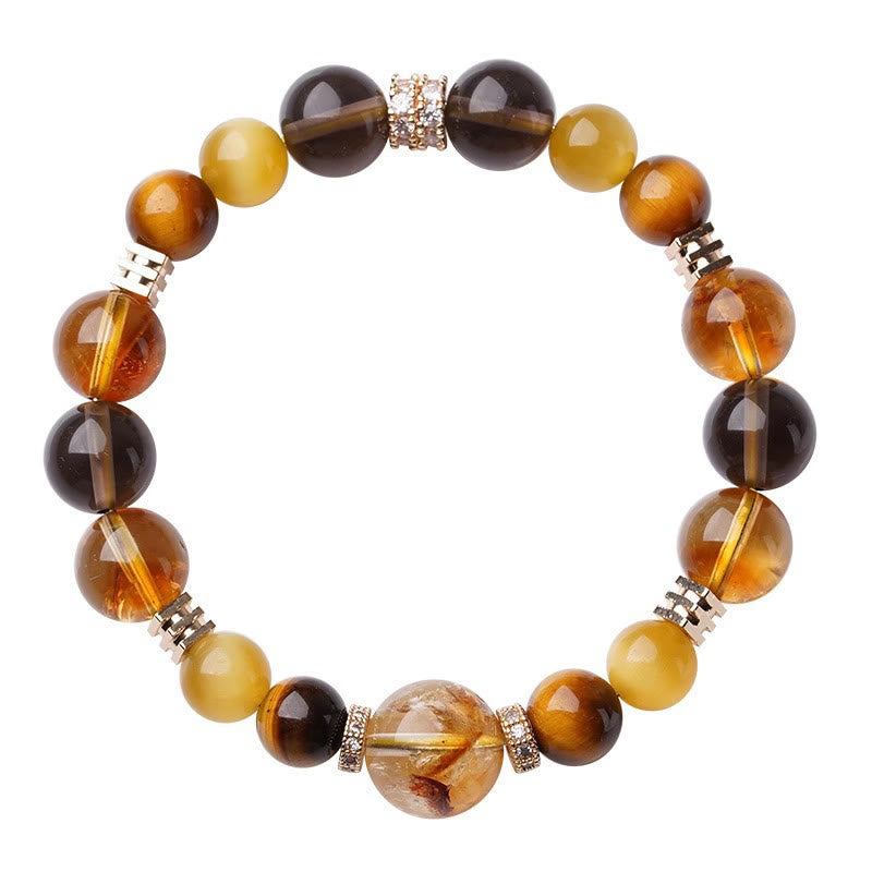Fortune Jewel Citrine Topaz Tiger Eye Happiness Bracelet