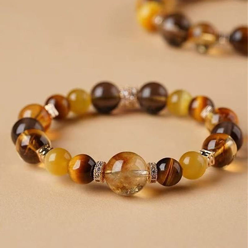 Fortune Jewel Citrine Topaz Tiger Eye Happiness Bracelet