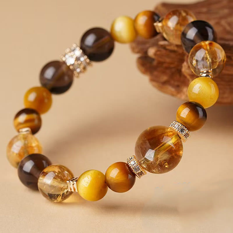 Fortune Jewel Citrine Topaz Tiger Eye Happiness Bracelet