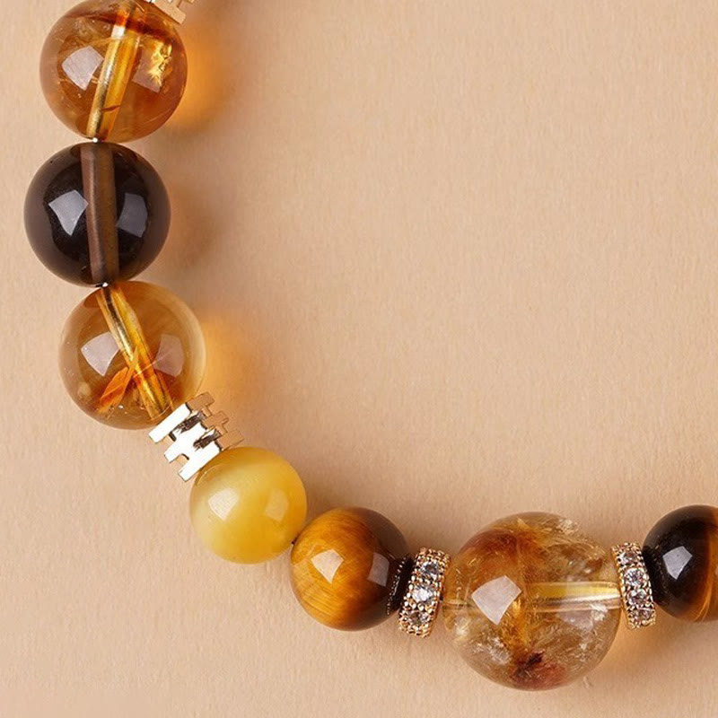 Fortune Jewel Citrine Topaz Tiger Eye Happiness Bracelet