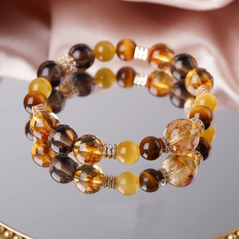 Fortune Jewel Citrine Topaz Tiger Eye Happiness Bracelet