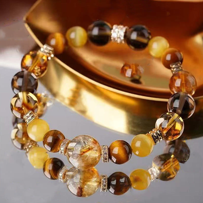Fortune Jewel Citrine Topaz Tiger Eye Happiness Bracelet