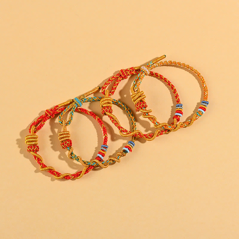 Fortune Jewel Colorful String Snake Dragon Year of the Snake Luck Bracelet