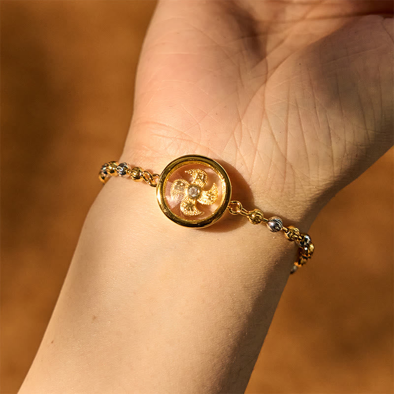 Fortune Jewel Feng Sheng Shui Qi Copper Brass Rotatable Windmill Bead Protection Braided Bracelet