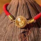 Fortune Jewel Red String Copper Brass Rotatable Windmill Feng Sheng Shui Qi Protection Braided Bracelet