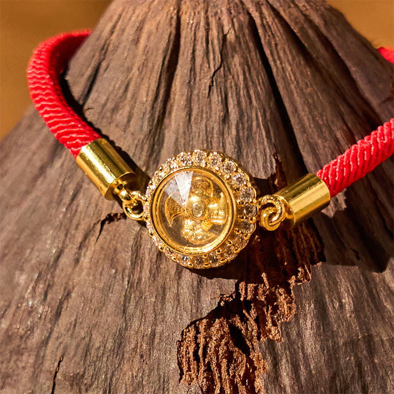 Fortune Jewel Red String Copper Brass Rotatable Windmill Feng Sheng Shui Qi Protection Braided Bracelet