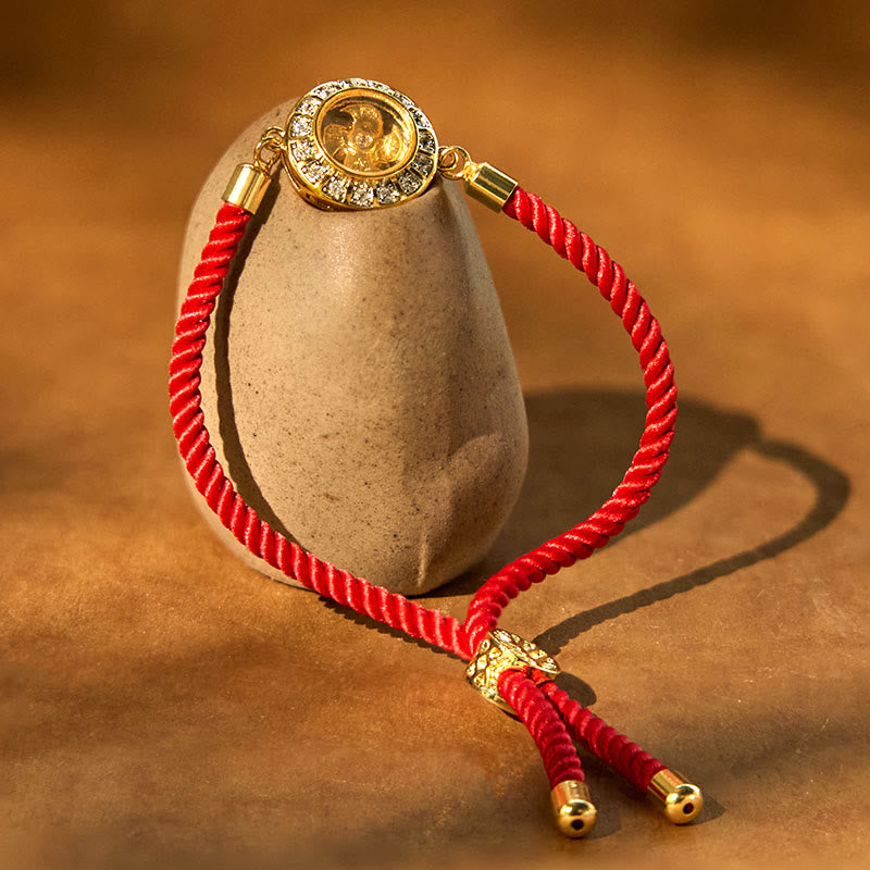 Fortune Jewel Copper Brass Feng Sheng Shui Qi Rotatable Windmill  Red String Faith Braided Bracelet